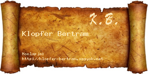 Klopfer Bertram névjegykártya